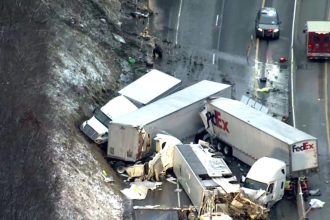 The crash took place in Westmoreland County on the Pennsylvania Turnpike, about 40 miles southeast of Pittsburgh.