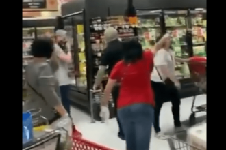 In Staten Island, New York someone came to a grocery store without a mask. And other patrons drove them out.