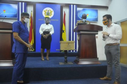 The Managing Director of TOP ACHIEVE COMPANY LTD, Mr. Roy Fogel, has presented some PPEs to the National COVID 19 Trust Fund.