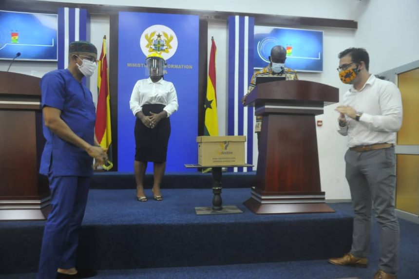 The Managing Director of TOP ACHIEVE COMPANY LTD, Mr. Roy Fogel, has presented some PPEs to the National COVID 19 Trust Fund.