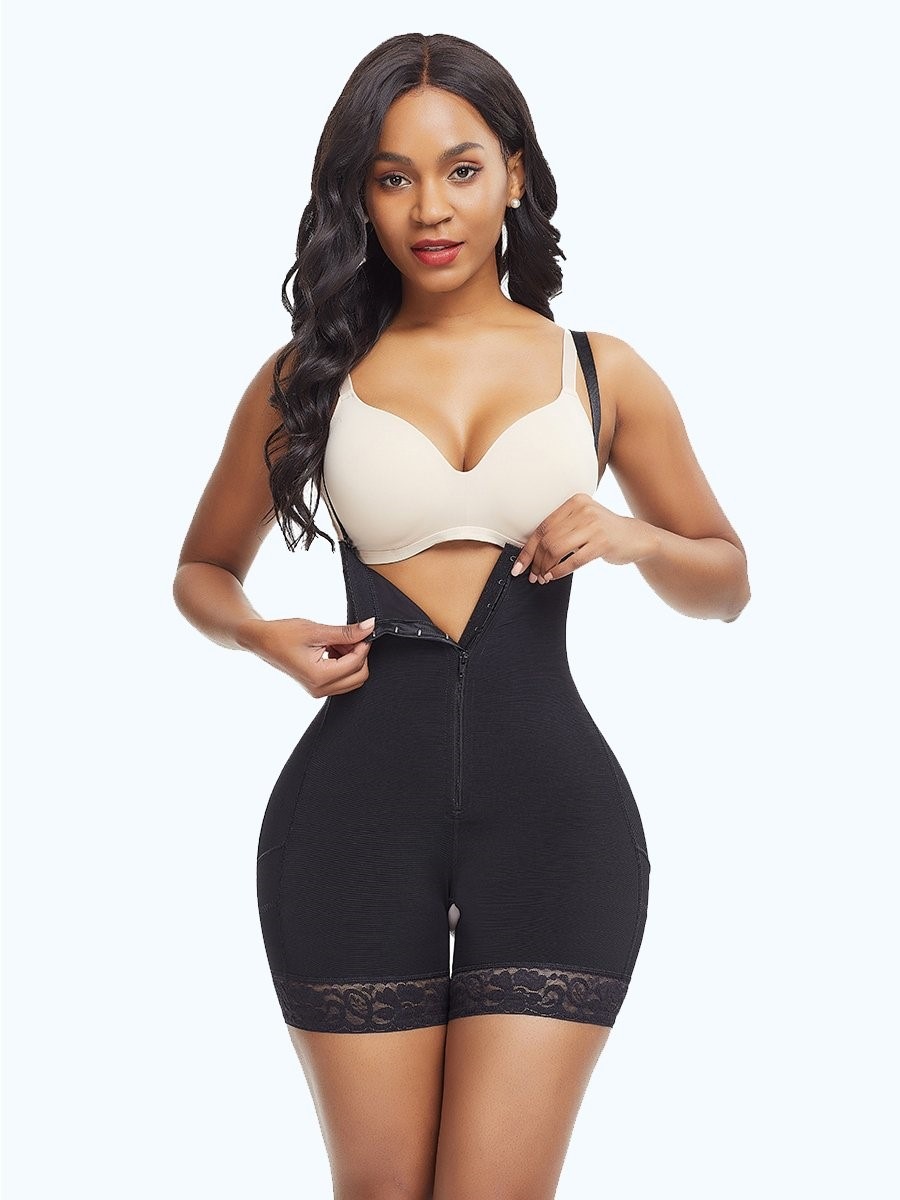 Zipper Detachable Straps Postsurgical Body Shaper