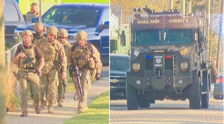 Heavily armed authorities respond to scene in Waterford Township