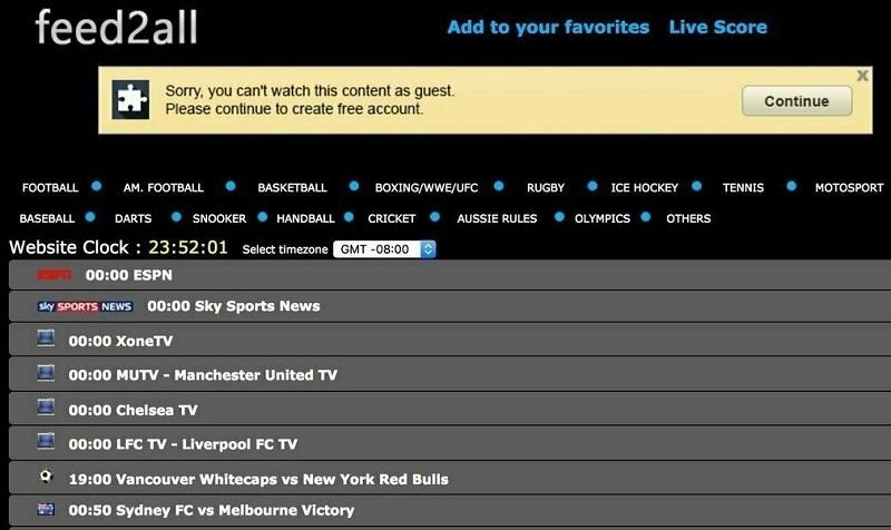 If you have still not got your best VIPLeague proxy sites working for you yet, then  Feed2All might be of help. Feed2All is another great stream2Watch option. They have almost every sport you could ever want to stream online including our favorite Olympics games online. Every game has an icon that indicates whether the league is global or national, as well as time zone preferences.