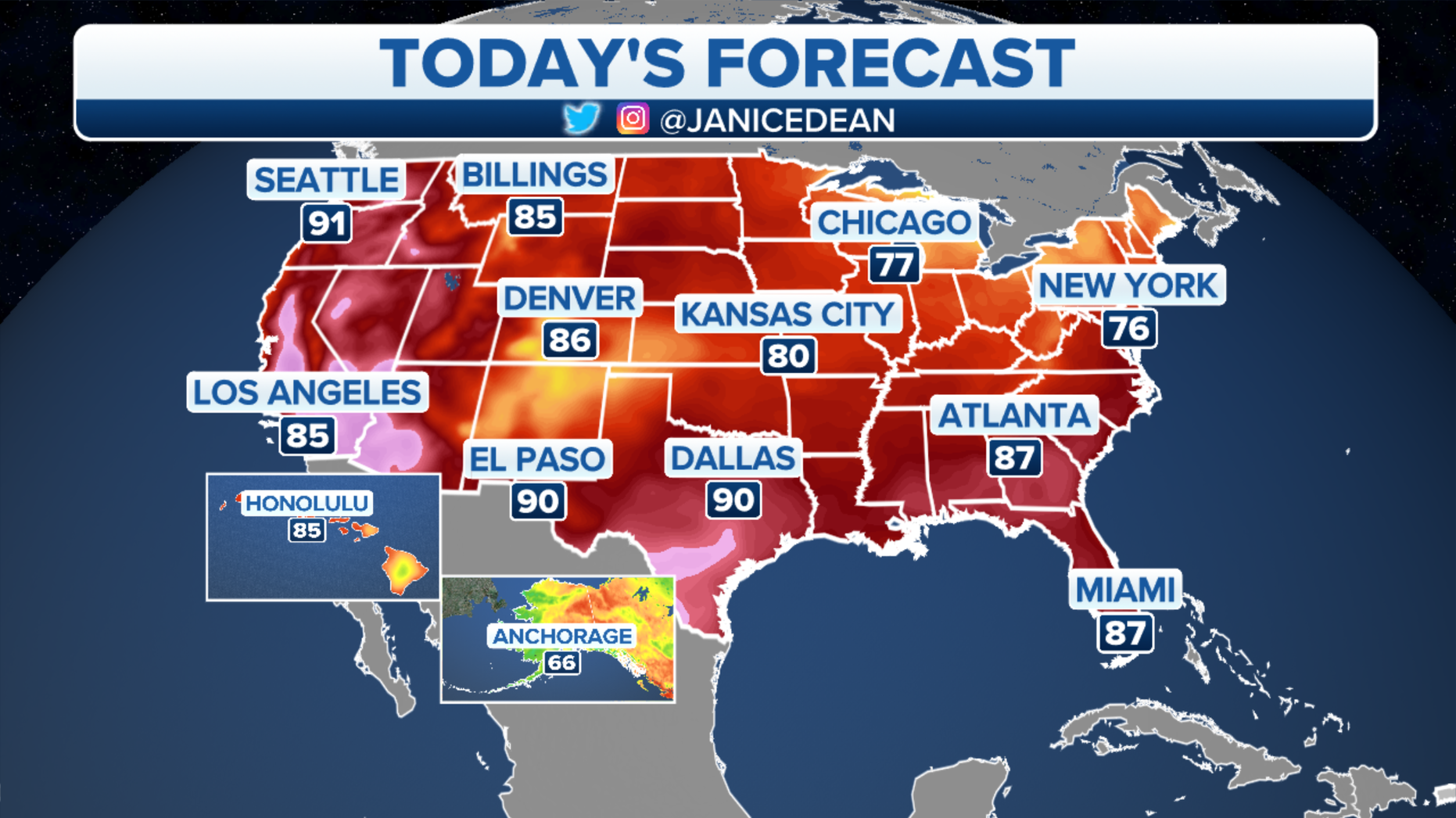 Today’s forecast: Rain is anticipated in the Eastern US as the West
