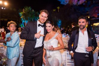 NICOLAS ROUQUET ENJOYED A COCKTAIL FROM EVA LONGORIA AT THE GLOBAL GIFT GALA DINNER IN MARBELLA