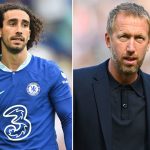 Graham Potter reacts to cheering Marc Cucurella when he was substituted against West Ham.