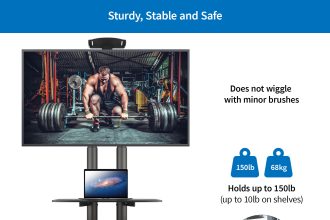 What are the features to look for in a high-quality mobile TV stand?