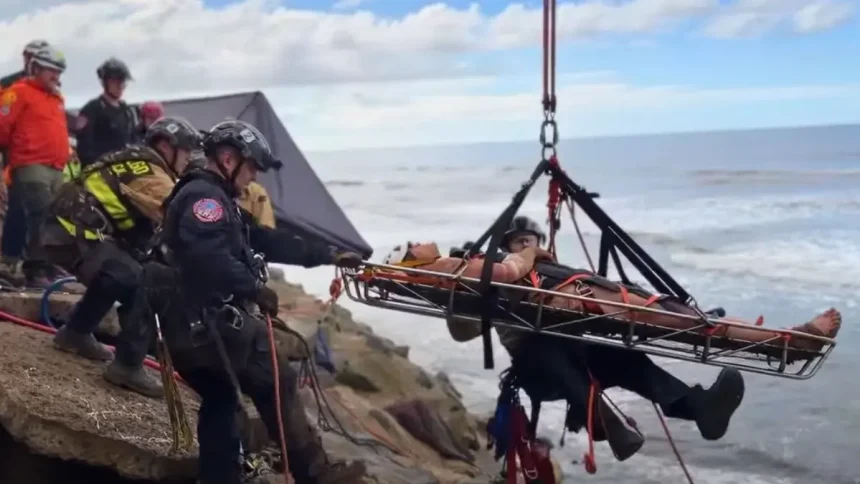 Man rescued after being stuck in in a San Diego cliffside