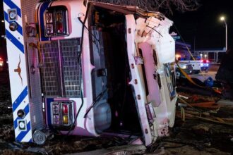 Texas firefighter in critical condition after fire engine overturns in a crash.