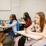 Students using mobile phone in school