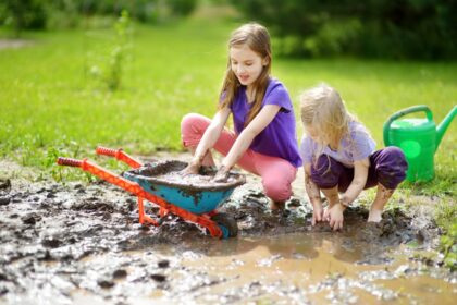 Children playing in mud