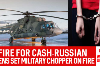 FIRE FOR CASH – RUSSIAN TEENS SET MILITARY CHOPPER ON FIRE