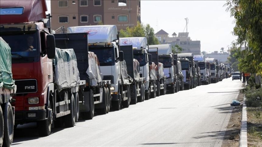 UN SENDS 630 AID TRUCKS INTO GAZA