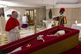 First Image of Pope Francis In Casket Released After His Death, as funeral date announced