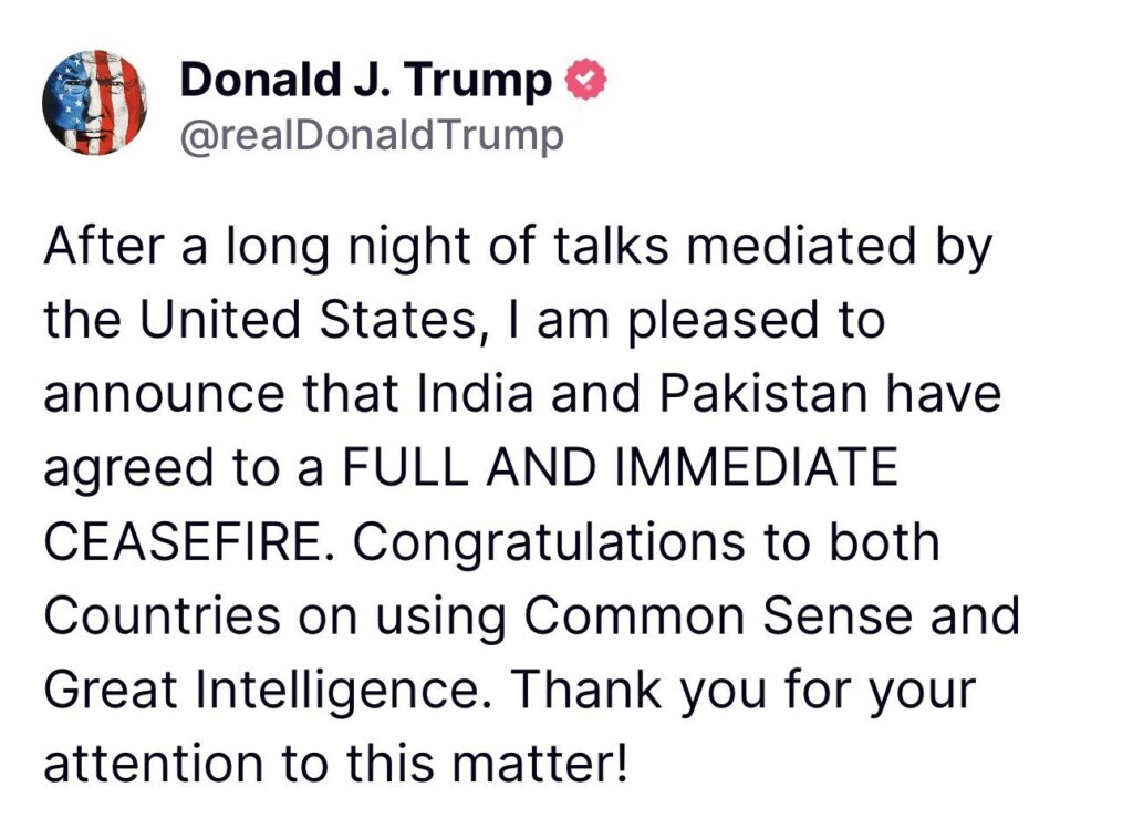 Donald's post on Truth Social